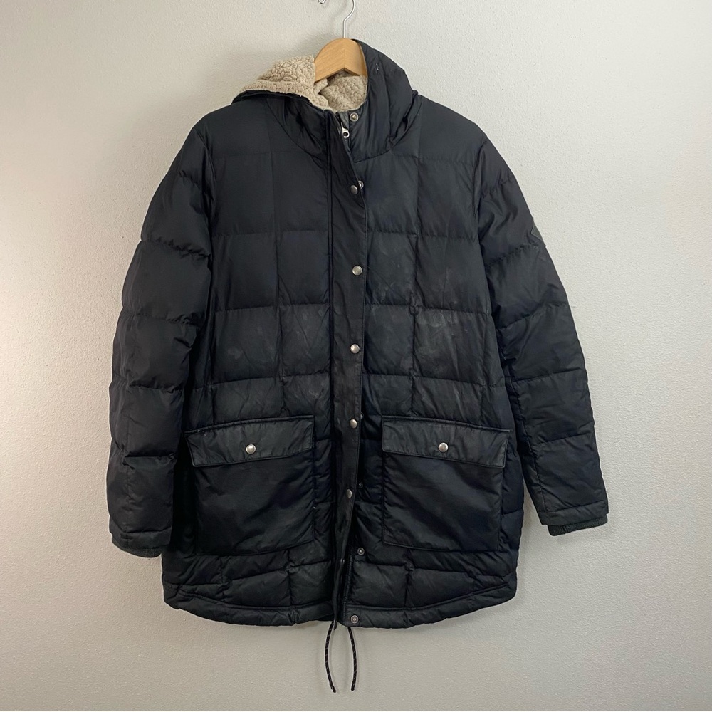 Eddie Bauer Black Down Feather Puffer Coat Parka Women’s XL‎